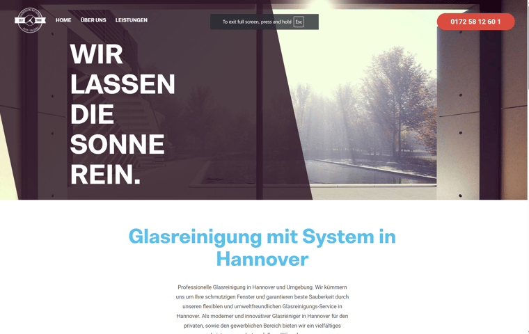 Website-Projekt Glasreinigung mit System