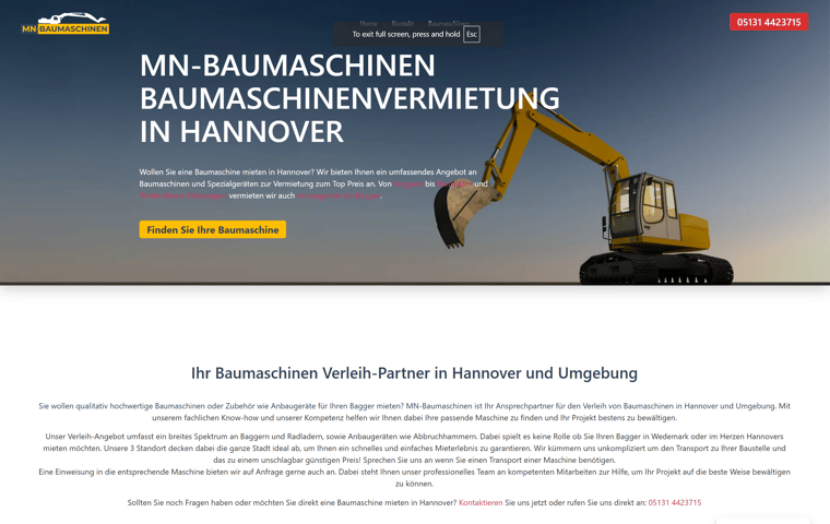 Website-Projekt MN Baumaschinen