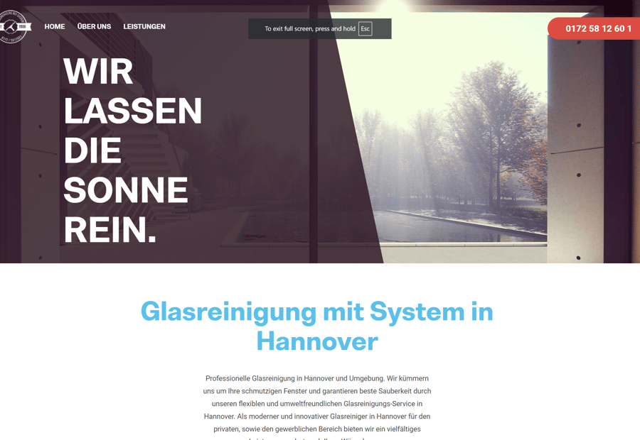 Website-Projekt Glasreinigung mit System