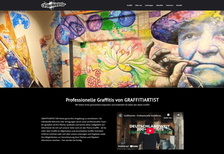 Website-Projekt Graffiti Artist